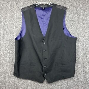 INC International Concepts Suit Vest Mens 2XL Black Purple Lined Polyester